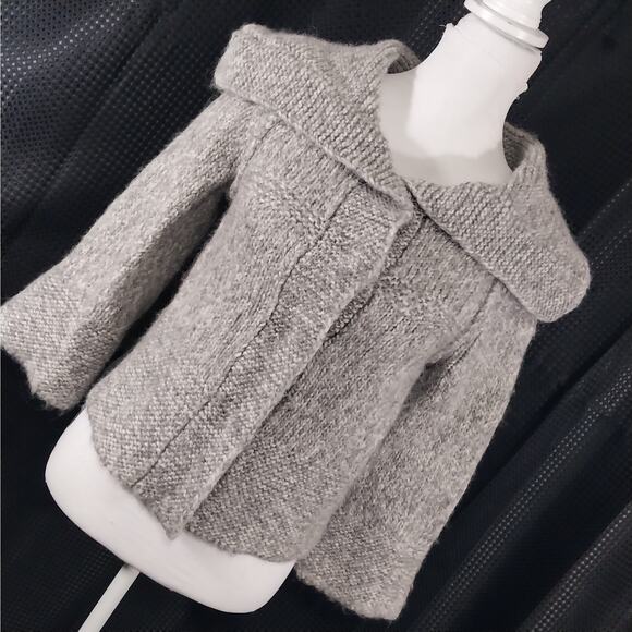 ANN TAYLOR LOFT! ALPACA & WOOL BLEND BULKY, WIDE COLLAR CARDI SWEATER! SZ XS - Picture 1 of 10